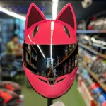 کلاه کاسکت گوش دار فک ثابت نیترینوس رنگ صورتی