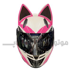 کلاه کاسکت گوش دار فک ثابت نیترینوس رنگ سفید صورتی