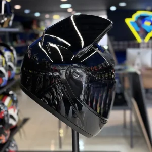 کلاه کاسکت گوش دار فک ثابت HNJ رنگ مشکی براق طلق رنگی