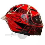 کلاه کاسکت فک ثابت AGV رنگ مشکی قرمز کد 6