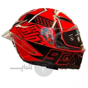 کلاه کاسکت فک ثابت AGV رنگ مشکی قرمز کد 6