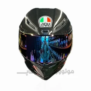 کلاه کاسکت فک ثابت AGV رنگ مشکی براق کد 7