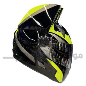 کلاه کاسکت گوش دار فک ثابت نیترینوس رنگ مشکی زرد