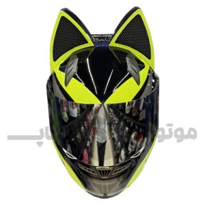 کلاه کاسکت گوش دار فک ثابت نیترینوس رنگ مشکی زرد