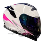 کلاه کاسکت فک متحرک برند جایکا glossy white pink