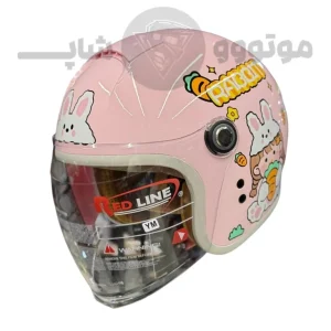 کلاه کاسکت بدون فک برند ردلاین مدل bright pink rabbit 910-1