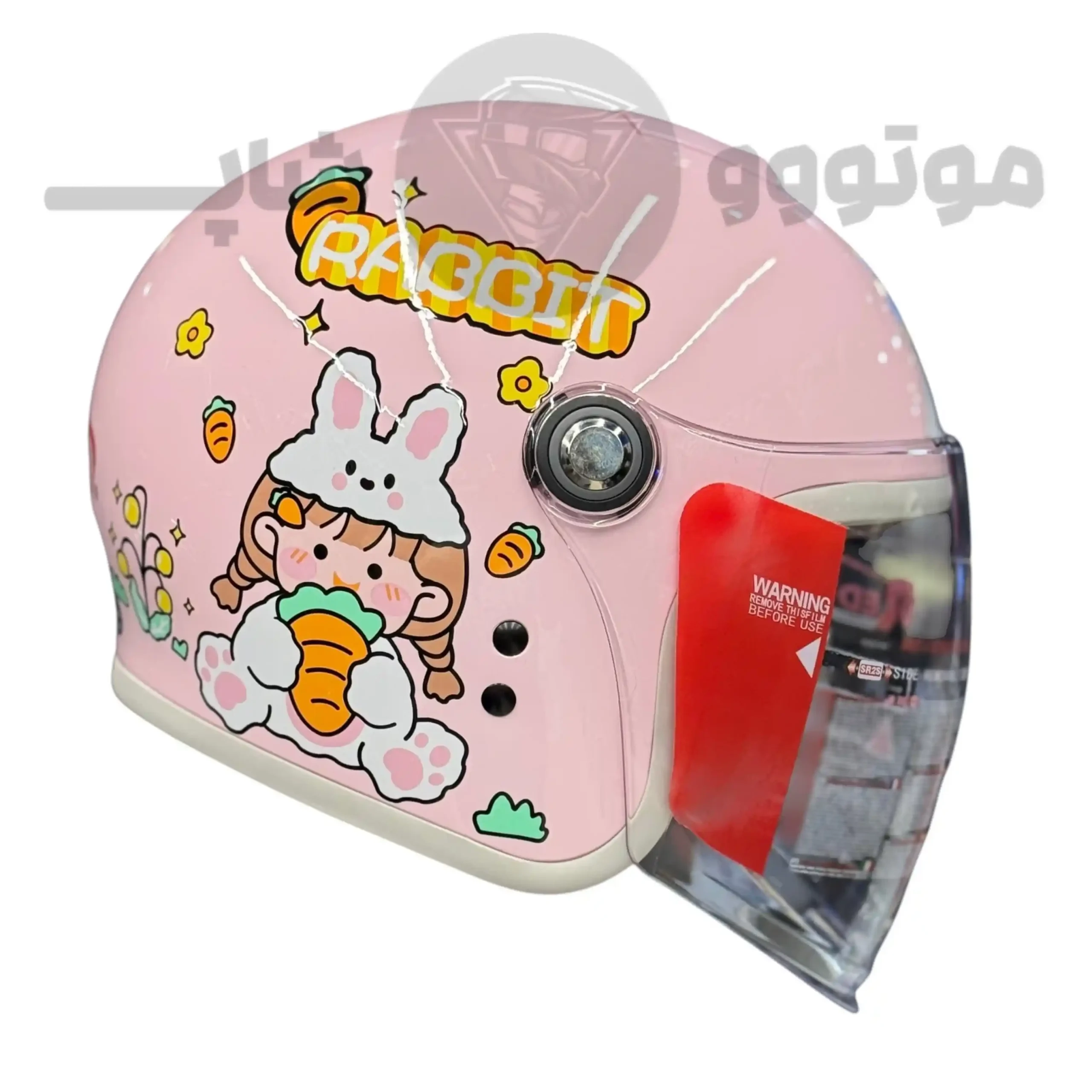 Helmet Without jaw Redline bright pink rabbit 910-1 کلاه کاسکت بدون فک برند ردلاین مدل bright pink rabbit 910-1