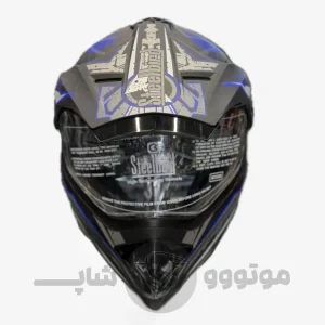 کلاه کاسکت ادونچری برند استیل برد مدلmatte black blue line
