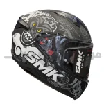 کلاه کاسکت کودک فک ثابت برند SMK Bionic youth مدل matt black grey-white