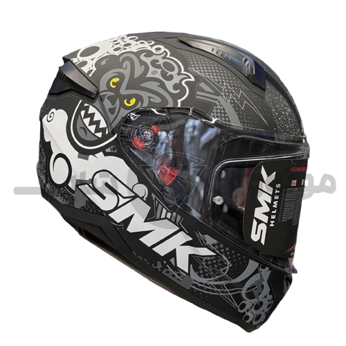 Helmet-childeren-smk-bionic-yout-matte black grey-white کلاه کاسکت کودک فک ثابت برند SMK Bionic youth مدل matt black grey-white