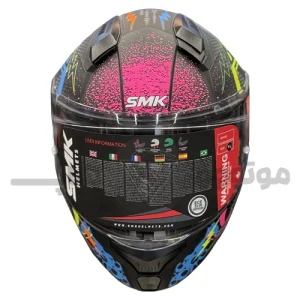 کلاه کاسکت کودک فک ثابت برند SMK Bionic youth مدل matte black grey-yellow