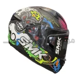 کلاه کاسکت کودک فک ثابت برند SMK Bionic youth مدل matte black grey-yellow