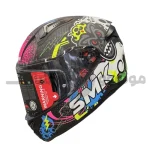 کلاه کاسکت کودک فک ثابت برند SMK Bionic youth مدل matte black grey-yellow