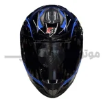کلاه کاسکت فک ثابت برند استیل برد مدل SBH57 مشکی براق آبی
