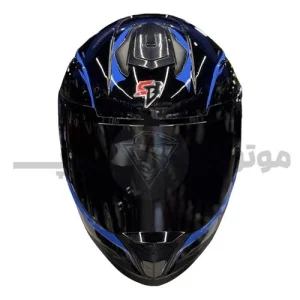 کلاه کاسکت فک ثابت برند استیل برد مدل SBH57 مشکی براق آبی