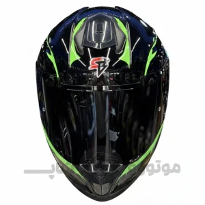 کلاه کاسکت فک ثابت برند استیل برد مدل SBH57 مشکی برق سبز