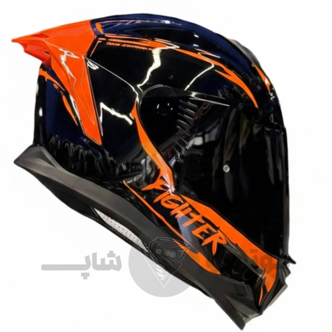 Helmet fixed jaw brand steelbird model SBH_57 black glossy orange کلاه کاسکت فک ثابت برند استیل برد مدل SBH57 مشکی براق نارنجی