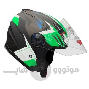 کلاه کاسکت بدون فک برند DA1 مدل403 matte black graphic b green