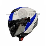 کلاه کاسکت بدون فک برند فلش مدل glossy white blue 46#B 852
