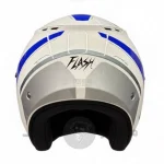 کلاه کاسکت بدون فک برند فلش مدل glossy white blue 46#B 852