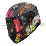 کلاه کاسکت کودک فک ثابت برند SMK Bionic youth مدل matte black grey-orange