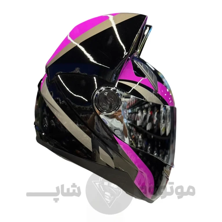 کلاه کاسکت گوش دار فک ثابت برند نیترینوس مشکی بنفش