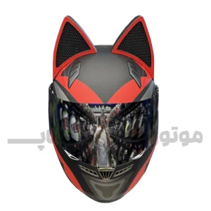 کلاه کاسکت گوش دار فک ثابت برند نیترینوس مشکی قرمز