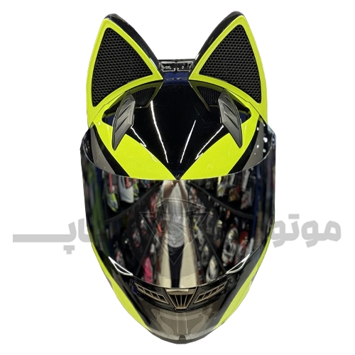 کلاه کاسکت گوش دار فک ثابت برند نیترینوس مشکی زرد