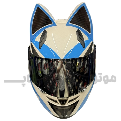 کلاه کاسکت گوش دار فک ثابت برند نیترینوس سفید آبی