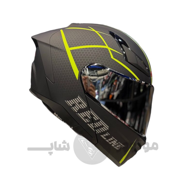 کلاه کاسکت فک متحرک برند ردلاین مدل 960 مشکی زرد