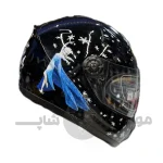کلاه کاسکت فک ثابت کودک برند KRM مدل glossy black snow girl