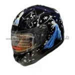 کلاه کاسکت فک ثابت کودک برند KRM مدل glossy black snow girl