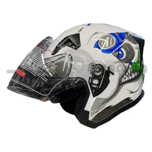 کلاه کاسکت بدون فک برند DA1 مدلwhite graphic a blue 407