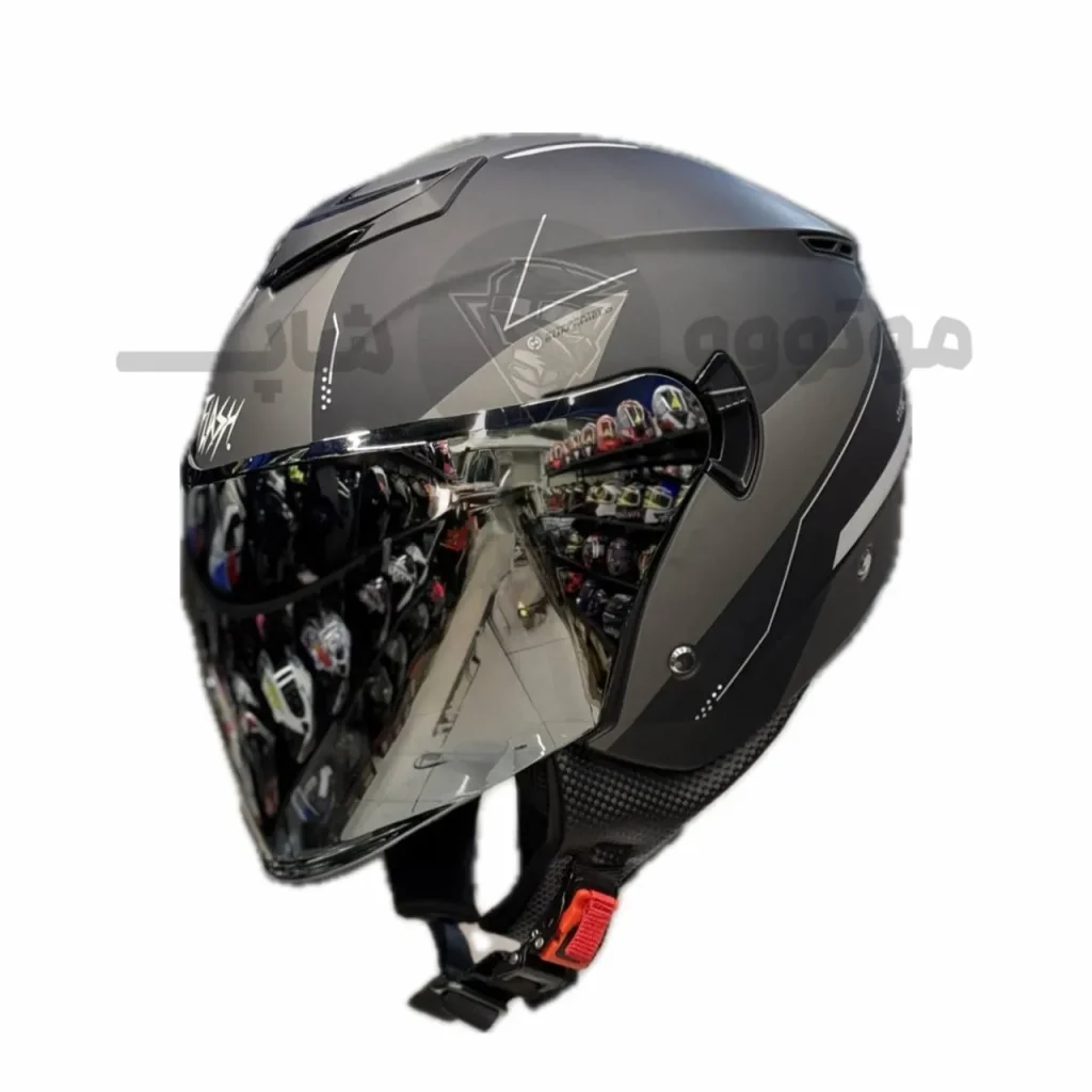 کلاه کاسکت بدون فک برند فلش مدل matte black gray 46#A 852