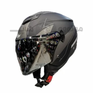 کلاه کاسکت بدون فک برند فلش مدل matte black gray 46#A 852