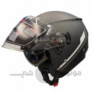 کلاه کاسکت بدون فک برند فلش مدل matt black gray 35#G 852