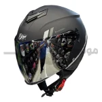 کلاه کاسکت بدون فک برند فلش مدل matt black gray 35#G 852