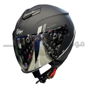 کلاه کاسکت بدون فک برند فلش مدل matt black gray 35#G 852