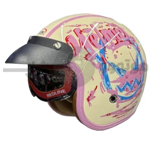 کلاه کاسکت بدون فک برند ردلاین مدل braight cream helmet 936-17