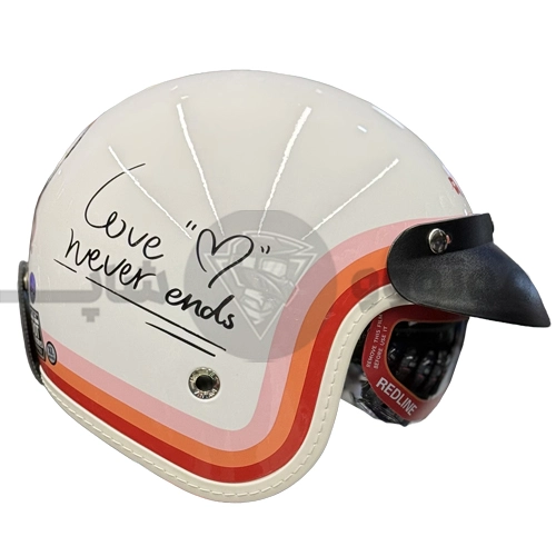 helmet-without-jaws-redline-braight white long 936-13 کلاه کاسکت بدون فک برند ردلاین مدل braight white long 936-13