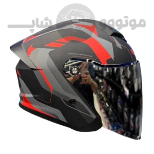 کلاه کاسکت بدون فک برند ردلاین مدل matte black red 966-14