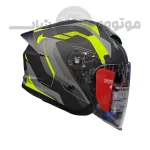 کلاه کاسکت بدون فک برند ردلاین مدل matte black flour yellow 966-15