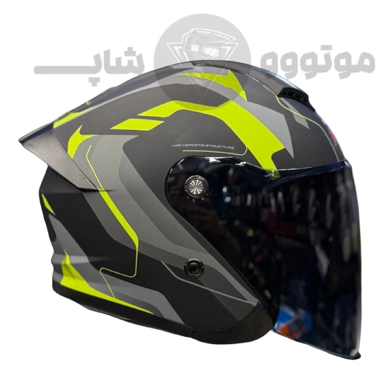 helmet-without-jaws-redlinematt-black-flour-yellow-966-15 کلاه کاسکت بدون فک برند ردلاین مدل matte black flour yellow 966-15