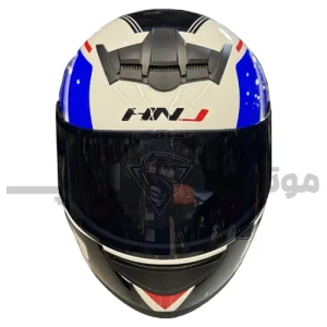 کلاه کاسکت فک ثابت برند HNJ مدل white blue f939