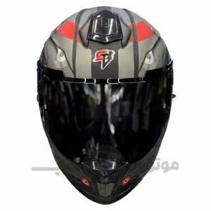 کلاه کاسکت فک ثابت برند استیل برد مدل SBH_57 matte black_ grey f8
