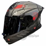 کلاه کاسکت فک ثابت برند استیل برد مدل SBH_57 matte black_ grey f8