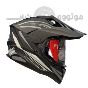 کلاه کاسکت فک ثابت ادونچری برند ردلاین مدل 760 مشکی مات خط طوسی