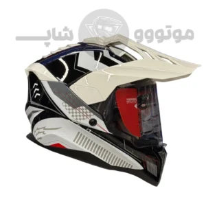کلاه کاسکت فک ثابت ادونچری برند ردلاین مدل 760 سفید مشکی براق