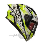 کلاه کاسکت فک ثابت برند SMK مدل Glossy Gray Yellow