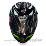کلاه کاسکت فک ثابت برند استیل برد مدل SBH57 Green glossy gray green f7